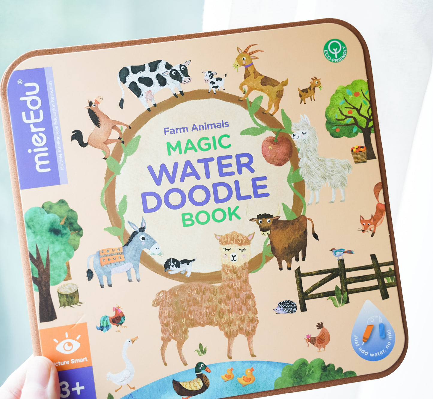 mierEdu Magisches Wassermalbuch,Bauernhof,Zaubermalbuch mit Doodle Pen für Reisen ,Fördert Kreativität und Zeichnen,Malbuch ab 3 Jahren,Water Doodle