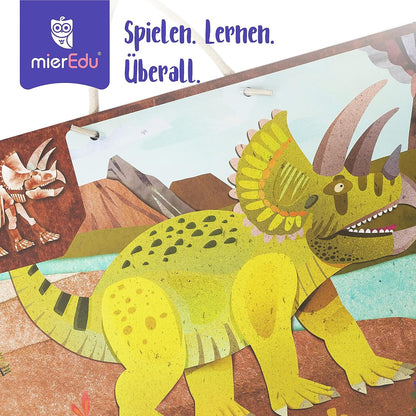 mierEdu Magnet Pad - Triceratops foerdert logisches Denke und Motorik und Konzentration, Ideal für Zuhause und als Reisespiel für Kinder