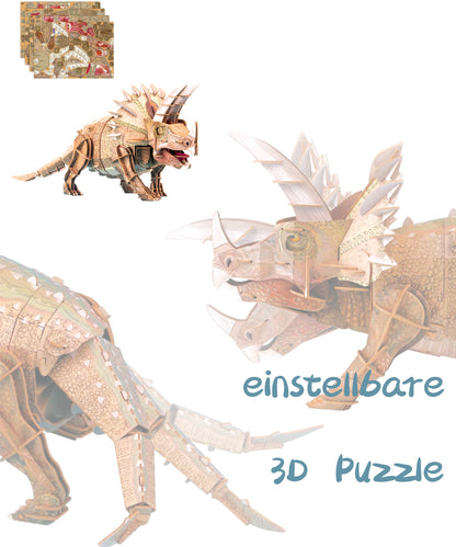 mierEdu 3D Puzzle Triceratops, einstellbar, Reise zurück in die Zeit der Dinosaurier mit unserem anpassbaren 3D Puzzle