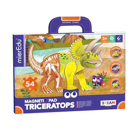 mierEdu Magnet Pad - Triceratops foerdert logisches Denke und Motorik und Konzentration, Ideal für Zuhause und als Reisespiel für Kinder