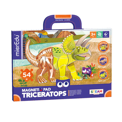 mierEdu Magnet Pad - Triceratops foerdert logisches Denke und Motorik und Konzentration, Ideal für Zuhause und als Reisespiel für Kinder