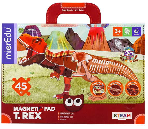 mierEdu Magnet Pad - T. Rex foerdert logisches Denke und Motorik und Konzentration, Ideal für Zuhause und als Reisespiel für Kinder