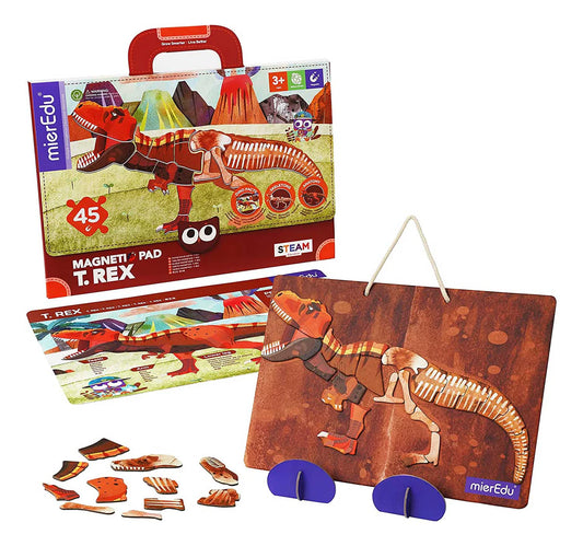 mierEdu Magnet Pad - T. Rex foerdert logisches Denke und Motorik und Konzentration, Ideal für Zuhause und als Reisespiel für Kinder