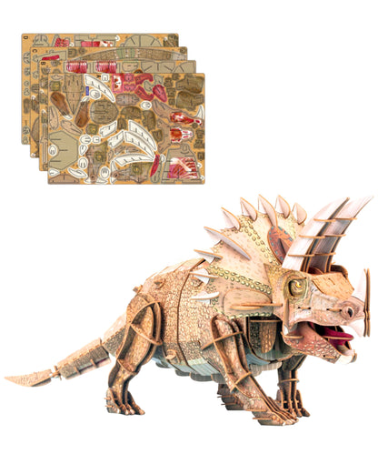 mierEdu 3D Puzzle Triceratops, einstellbar, Reise zurück in die Zeit der Dinosaurier mit unserem anpassbaren 3D Puzzle