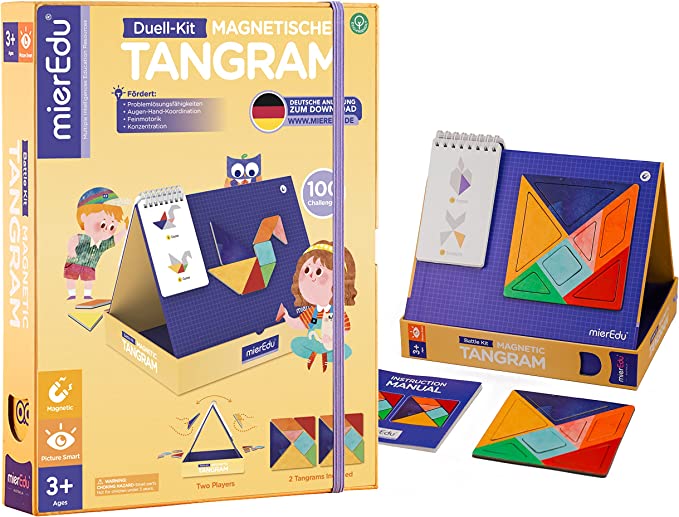 mierEdu Magnetisches Tangram Kinder – Duell Version, ein Spiel mit Doppelspaß
