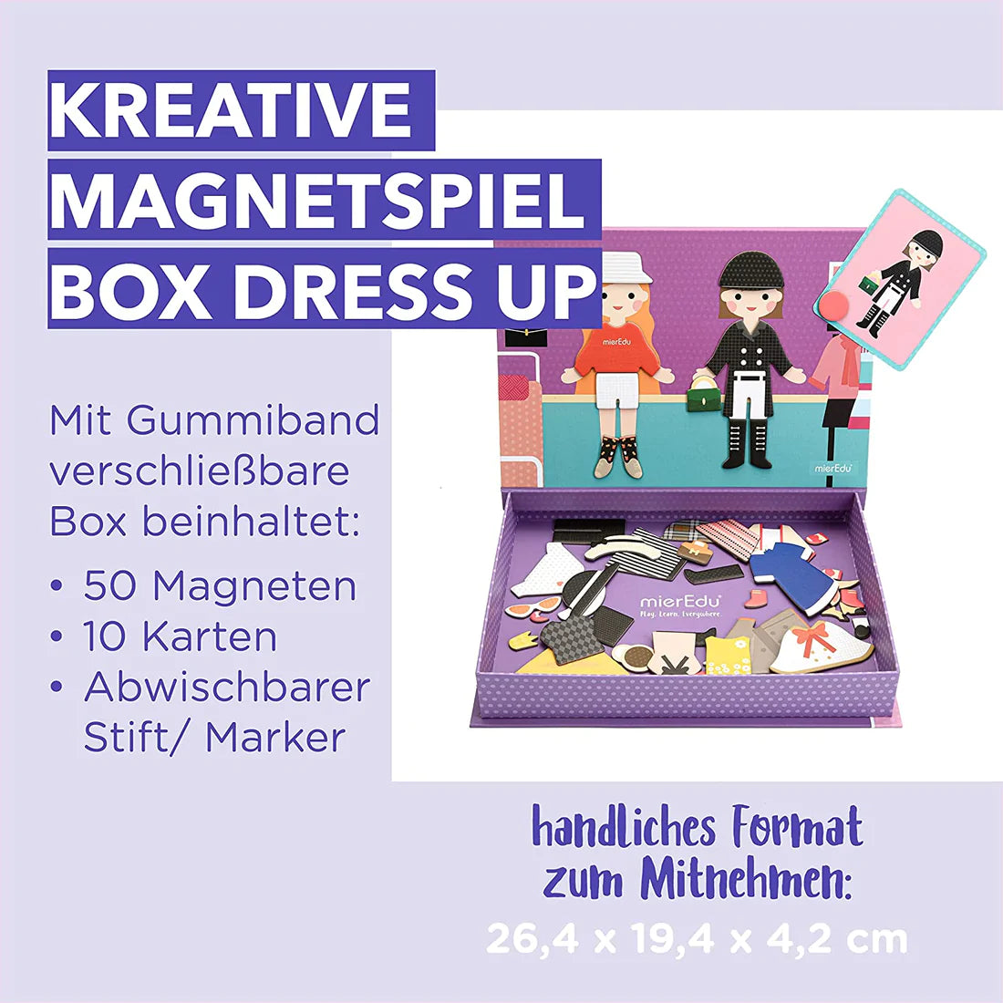 mierEdu,Kreative Magnetspiel Box,Dress Up, Foerdert Motorik, kognitive Faehigkeiten, Fantasie,Ideal für Zuhause und als Reisespiel für Kinder