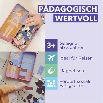 mierEdu Magnetspiel Box, Krankenschwester, Fördert Motorik und Fantasie,Ideal für Zuhause und als Reisespiel für Kinder, Magnet Spielzeug ab 3 Jahr