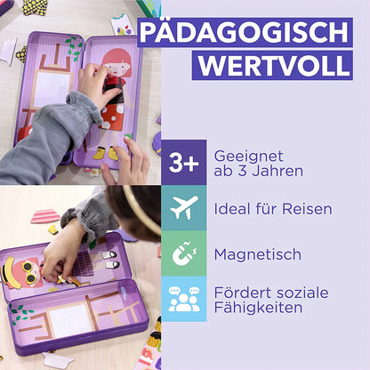 mierEdu Magnetspiel Box, künstlerin, Fördert Motorik und Fantasie,Ideal für Zuhause und als Reisespiel für Kinder,Magnet Spielzeug