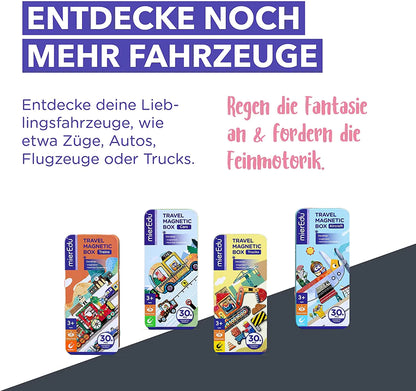 mierEdu Magnetspiel Box, Trucks,Fördert Motorik und Fantasie,Ideal für Zuhause und als Reisespiel für Kinder, Magnet Spielzeug