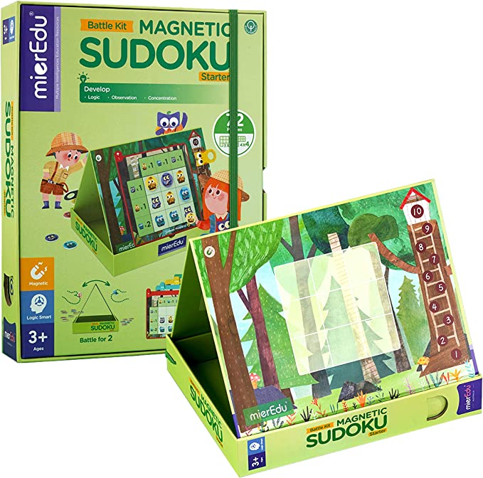 Ein buntes und lustiges Lernspielzeug, mit dem Kinder Sudoku-Rätsel mit Magneten lösen können. Das Spielzeug hat zwei Arten von Gittern, eines mit Zahlen und eines mit Formen, und 34 Magnete, die auf die Gitter gelegt werden können. Das Spielzeug enthält außerdem 36 Rätselkarten, die verschiedene Sudoku-Herausforderungen zeigen, und einen Elternführer, der erklärt, wie man spielt und welche Vorteile Sudoku für die Logik-, Beobachtungs- und Konzentrationsfähigkeiten der Kinder hat.
