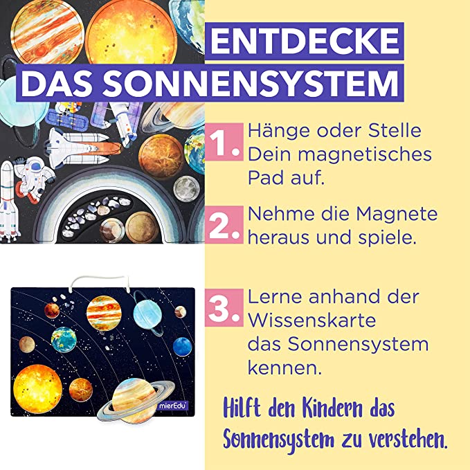 mierEdu Magnet Pad Sonnensystem ,Großartiges Puzzleset, Fördert Fantasie Kreativität, Magnetspiele für Kinder ab 3 Jahre