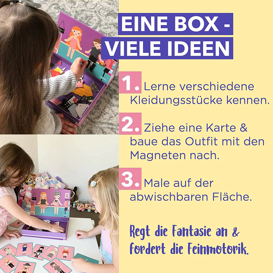 mierEdu,Kreative Magnetspiel Box,Dress Up, Foerdert Motorik, kognitive Faehigkeiten, Fantasie,Ideal für Zuhause und als Reisespiel für Kinder