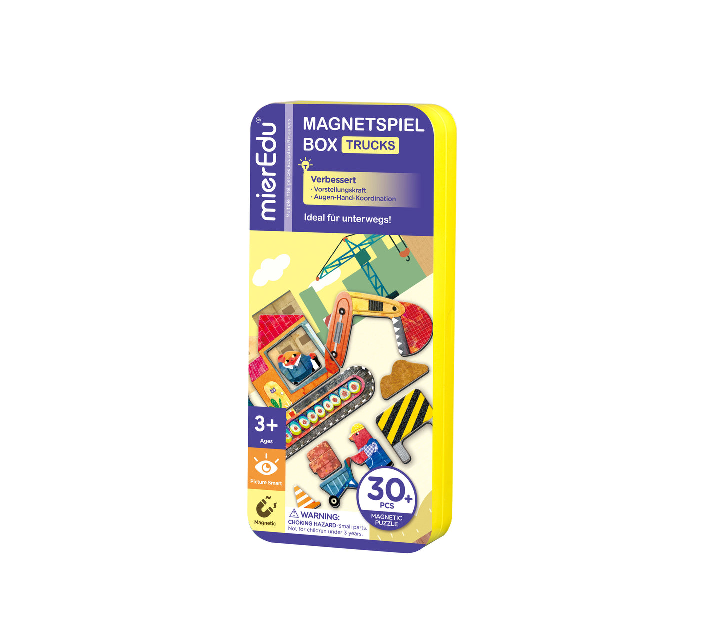 mierEdu Magnetspiel Box, Trucks,Fördert Motorik und Fantasie,Ideal für Zuhause und als Reisespiel für Kinder, Magnet Spielzeug