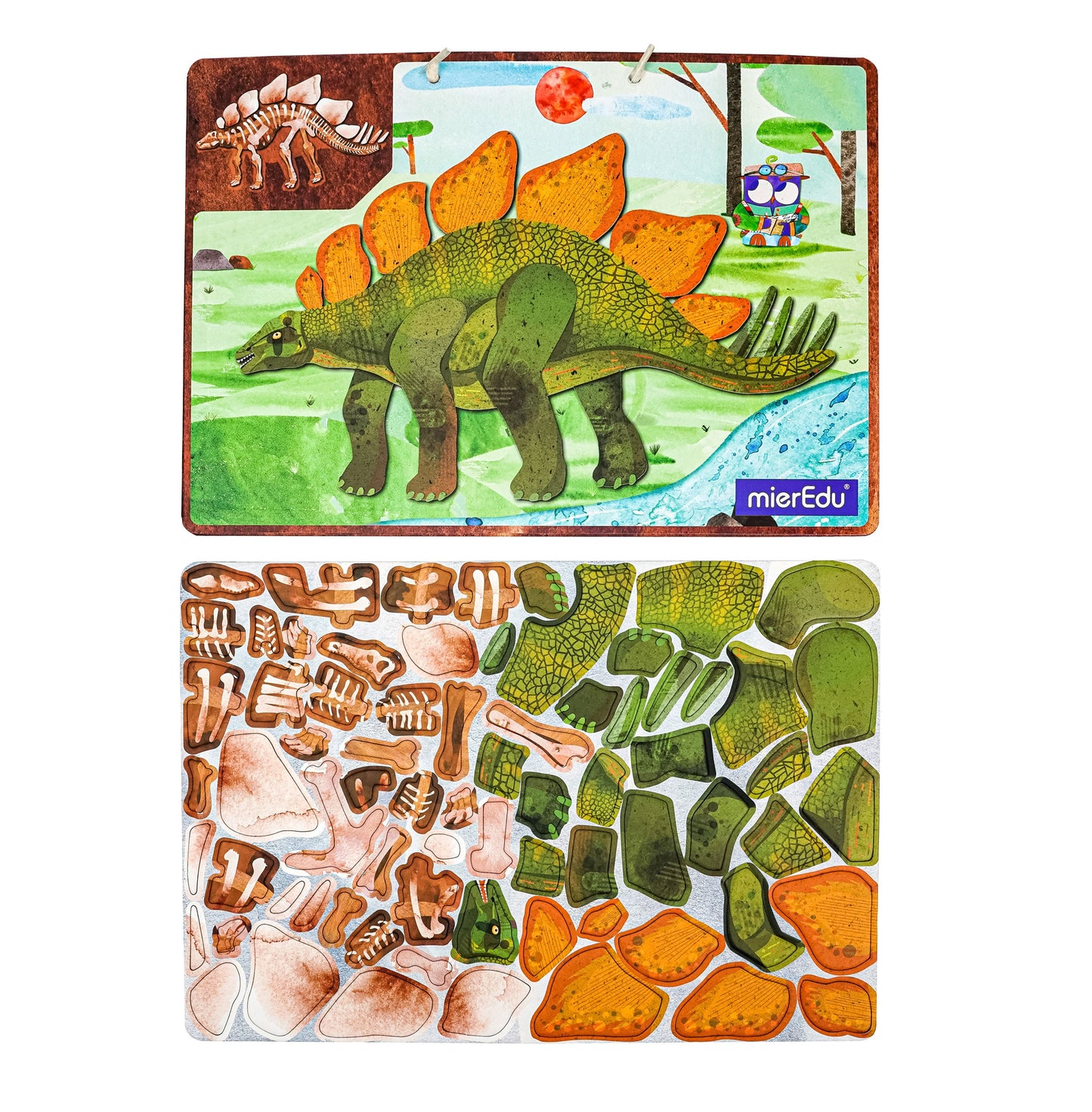 mierEdu Magnet Pad - Stegosaurus foerdert logisches Denke und Motorik und Konzentration, Ideal für Zuhause und als Reisespiel für Kinder